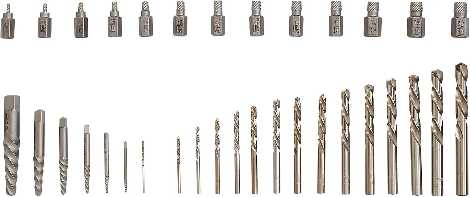 IRWIN HANSON Screw Extractor and Drill Bit Set, Spiral Flute