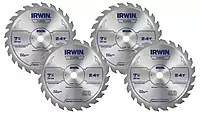 IRWIN Tools Classic Series Steel Corded Circular Saw Blade, 7 1/4-inch, 24T (25130) (Pack of 4) 7-1/4" (Pack of 4) 24T