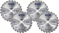 IRWIN Tools Classic Series Steel Corded Circular Saw Blade, 7 1/4-inch, 24T (25130) (Pack of 4) 7-1/4" (Pack of 4) 24T