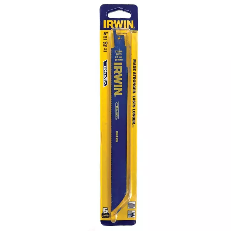 IRWIN 8" RECIPROCATING SAW BLADE 10 TPI 5/PK