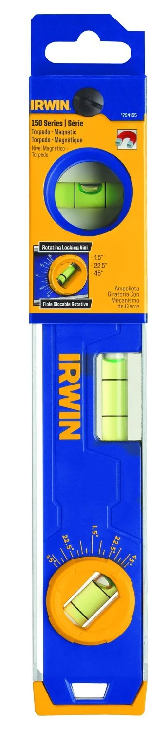 Irwin Tools 1794155 150 Magnetic Torpedo Level, 9-Inch, Blue