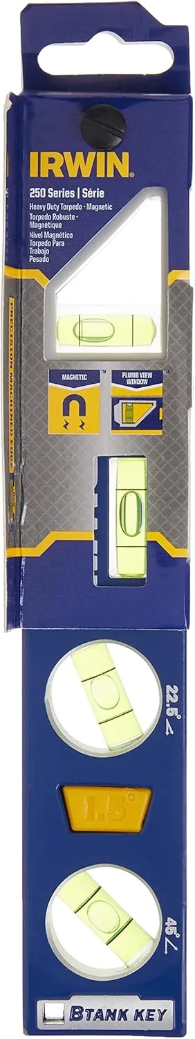 Irwin 1794153 250 Magnetic Torpedo Level, 9-Inch, Blue