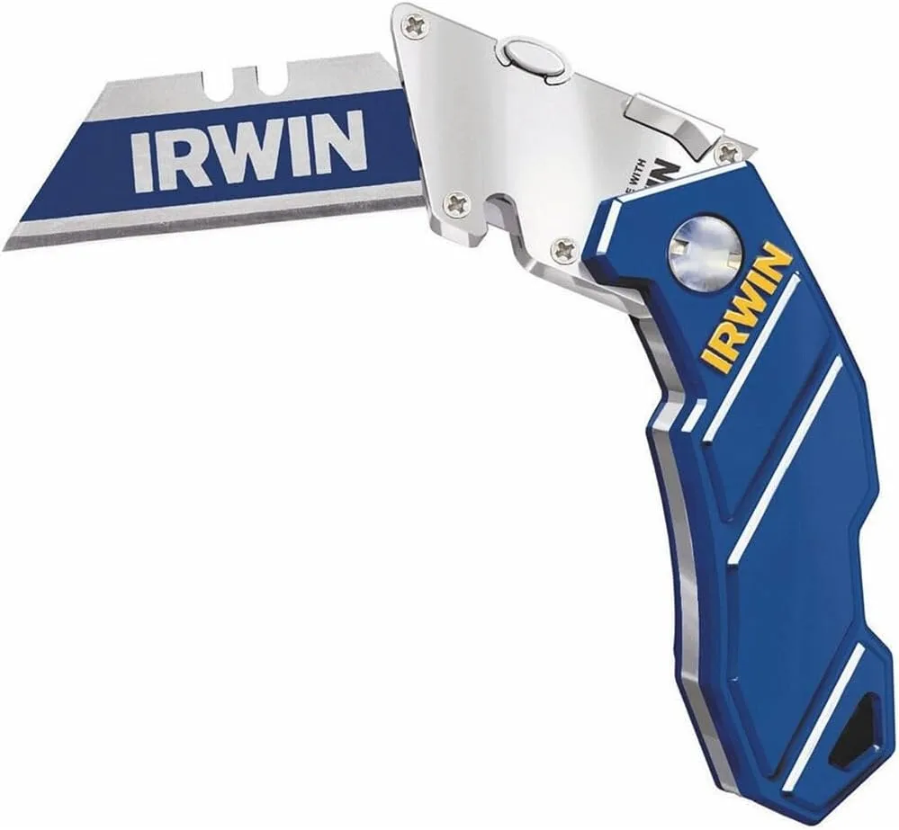 IRWIN Utility Knife, Folding (2089100), Blue Blue 1 Count (Pack of 1)