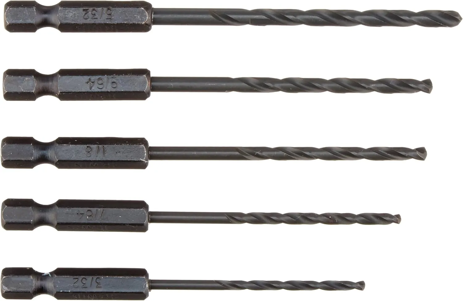 IRWIN 5-Piece Black Oxide Hex Shank Drill Bit Set, 1/16–5/32 in
