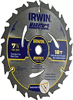 IRWIN Tools MARATHON Carbide Corded Circular Saw Blade, 6 1/2-inch, 7 1/4-inch 18T (24028)
