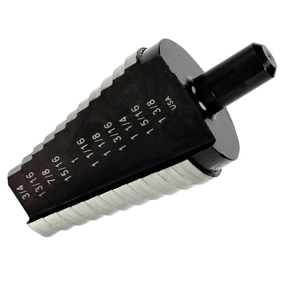 Irwin Tools IRWIN Unibit #21 13/16-Inch to 1-3/8-Inch Step-Drill Bit, 1/2-Inch Shank (10221), Black