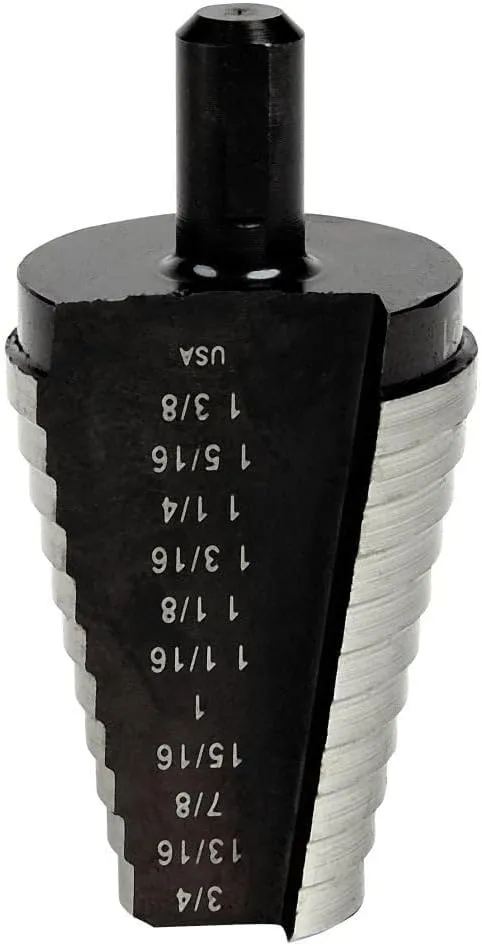 Irwin Tools IRWIN Unibit #21 13/16-Inch to 1-3/8-Inch Step-Drill Bit, 1/2-Inch Shank (10221), Black