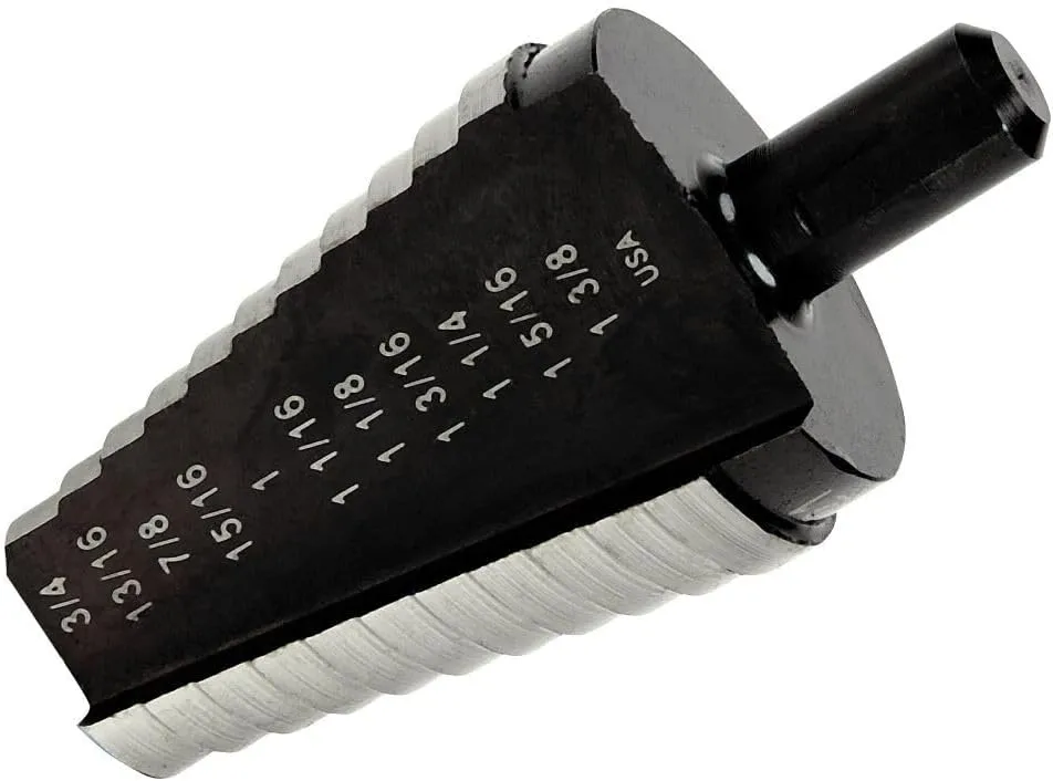 Irwin Tools IRWIN Unibit #21 13/16-Inch to 1-3/8-Inch Step-Drill Bit, 1/2-Inch Shank (10221), Black