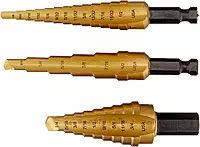 Irwin Tools IRWIN Unibit 502T Step Drill Bit Set with Nylon Pouch, Titanium Nitride Coated, 3pc (15502)