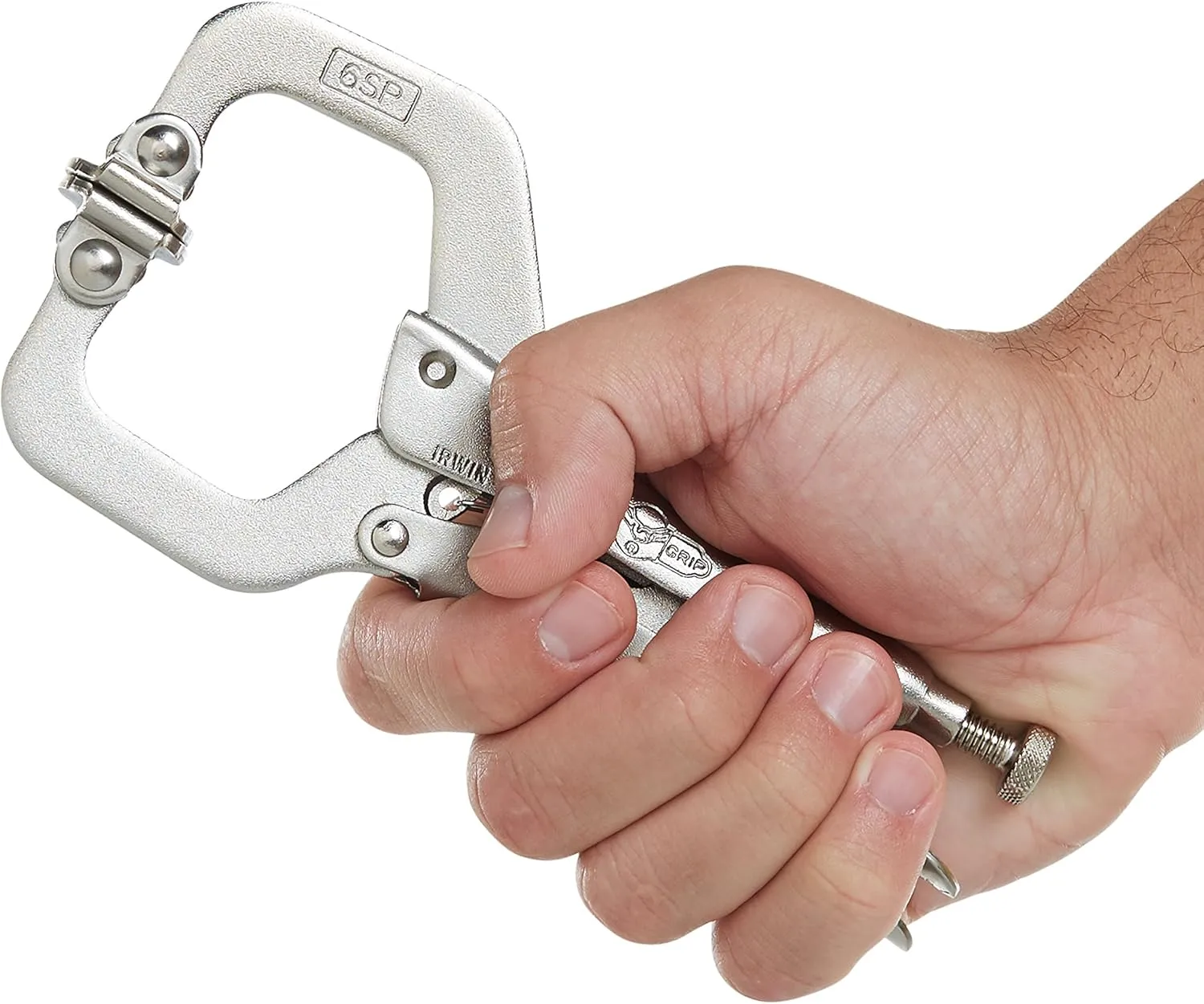 IRWIN Tools VISE-GRIP 18 The Original Locking C-Clamp with Swivel Pads (2” 50mm Clamping Gap) 6" Regular C-Clamp