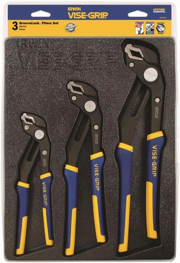 IRWIN VISE-GRIP GrooveLock Pliers Set, V-Jaw, 3-Piece (2078710)