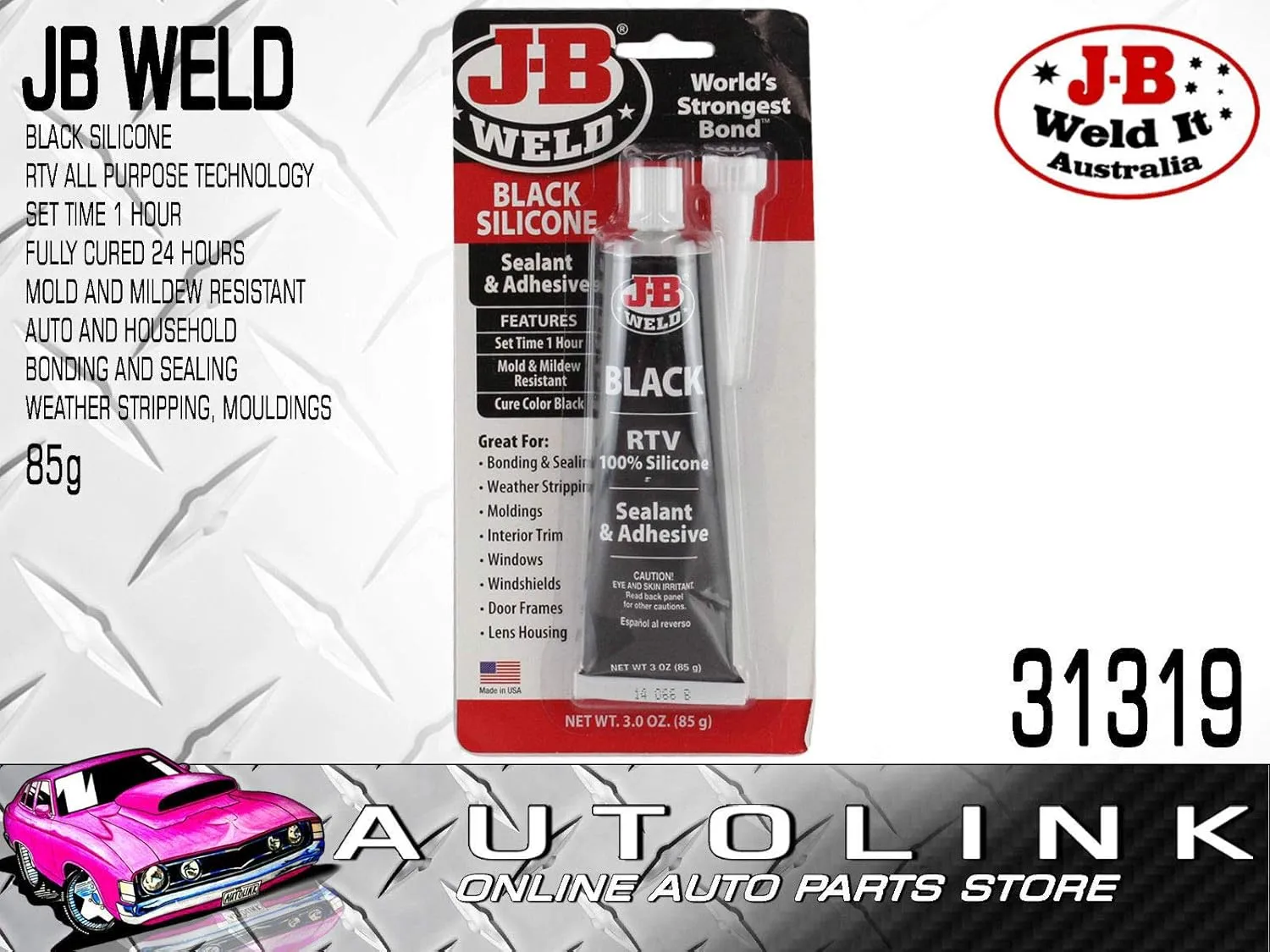 J-B Weld 31319 Black RTV Silicone Sealant and Adhesive - 3 oz. Black 3 Ounce (Pack of 1)