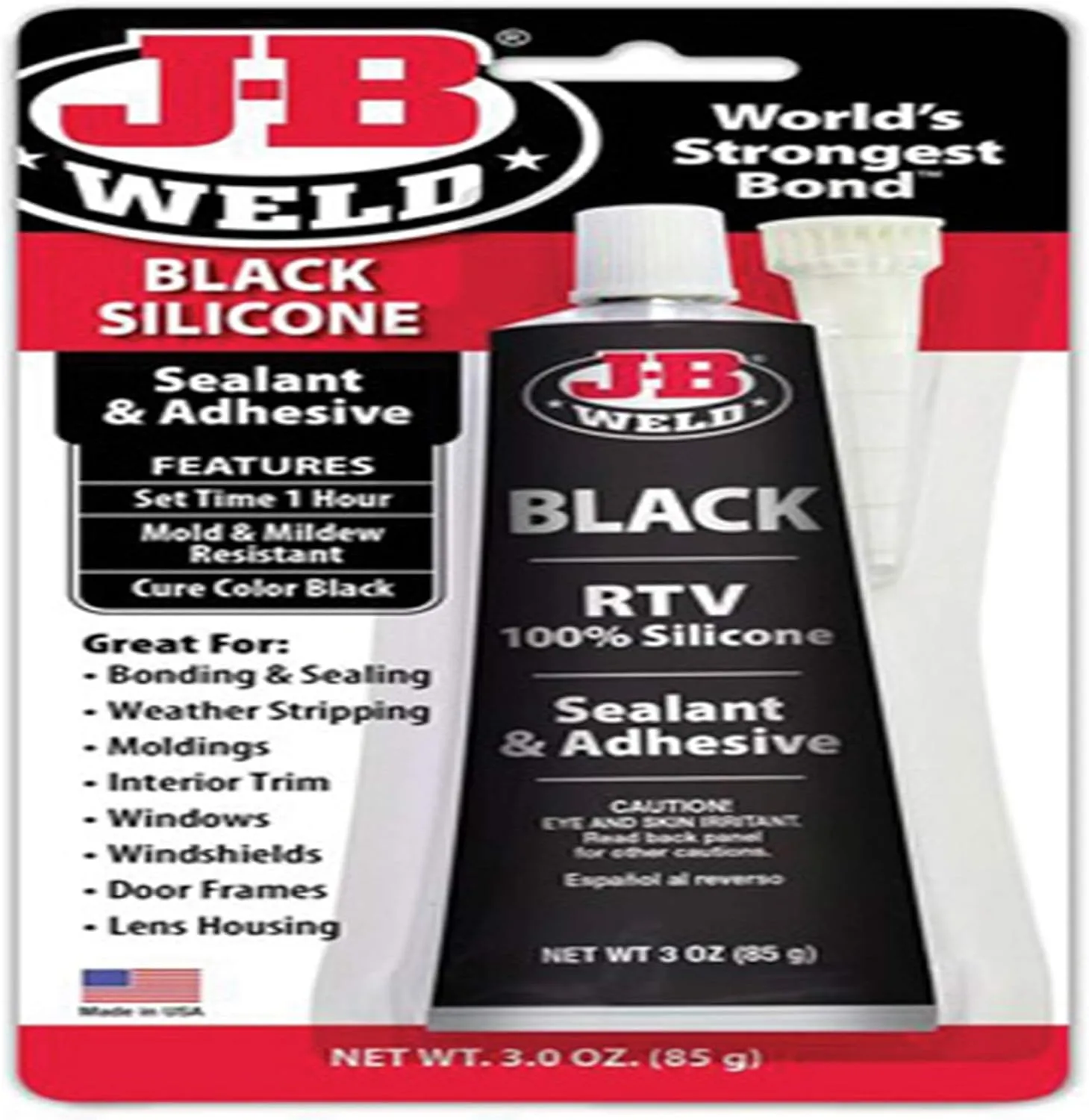 J-B Weld 31319 Black RTV Silicone Sealant and Adhesive - 3 oz. Black 3 Ounce (Pack of 1)