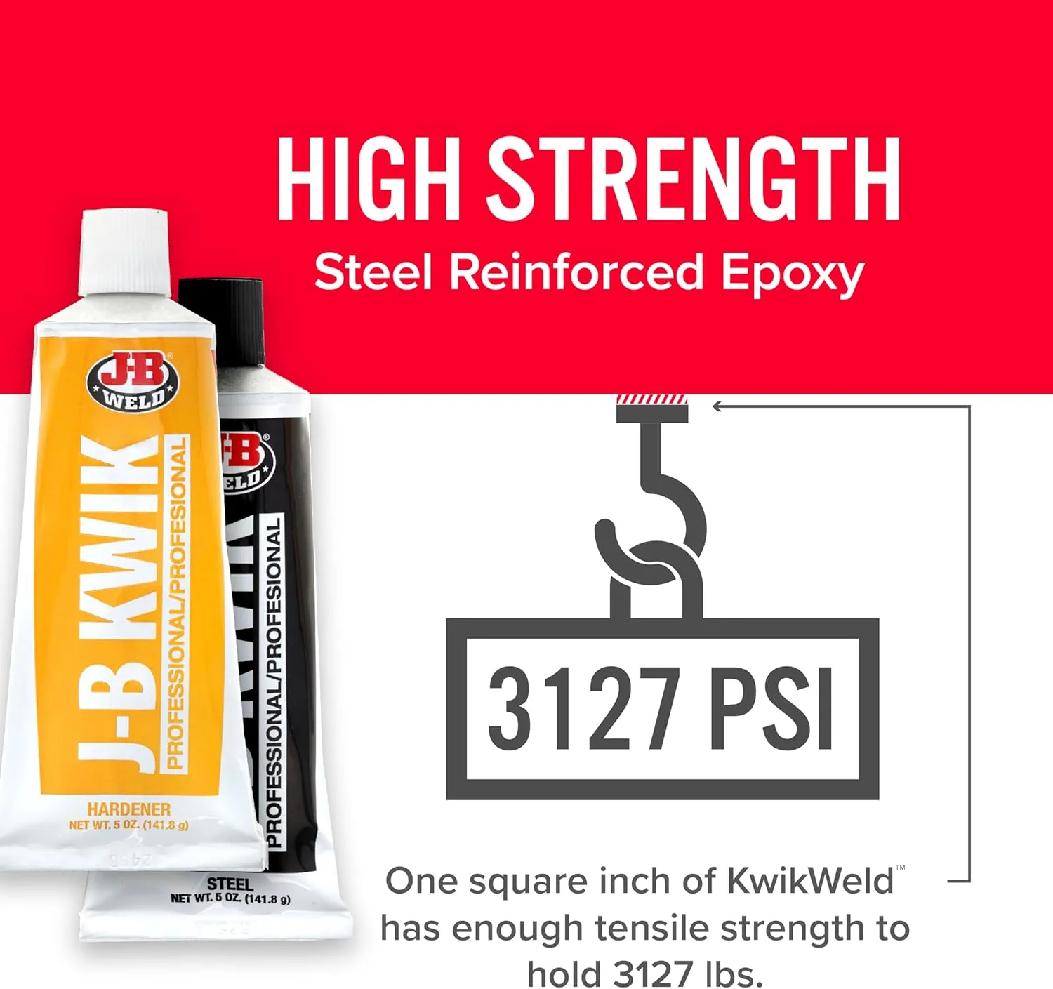 J-B Weld 8271 KwikWeld Professional Size Steel Reinforced Epoxy Twin Pack - 10 oz. 10 oz Epoxy