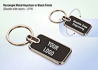 Rectangle metal keychain in Black finish