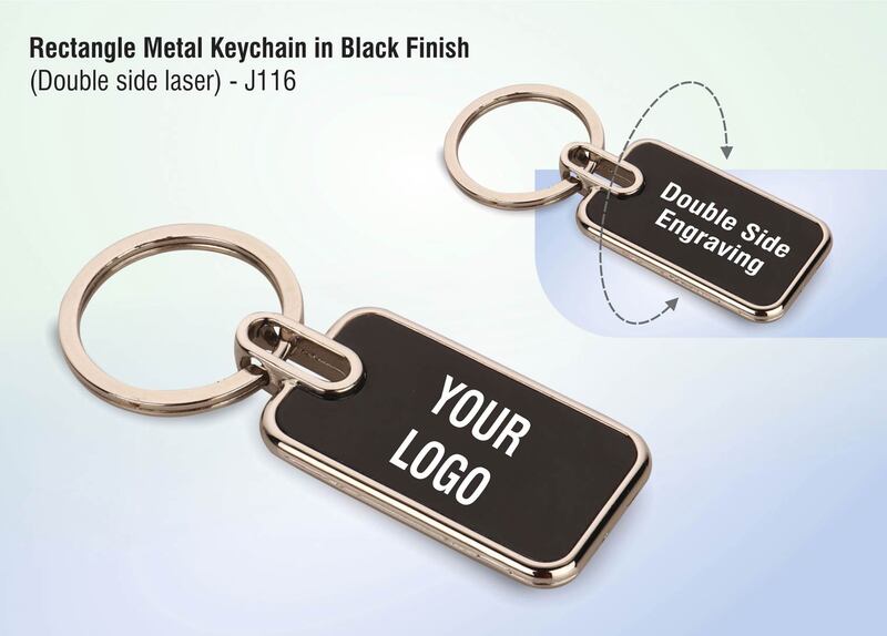 Rectangle metal keychain in Black finish