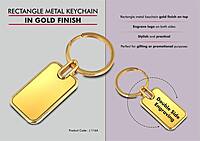 Rectangle metal keychain in Gold finish