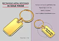 Rectangle metal keychain in Gold finish