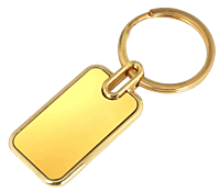 Rectangle metal keychain in Gold finish