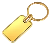 Rectangle metal keychain in Gold finish