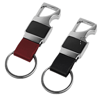 Rectangle hanging metal keychain with Bottle Opener & PU strap