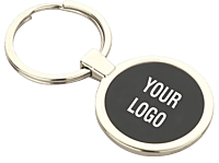 Round metal keychain with Black plate