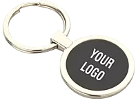 Round metal keychain with Black plate