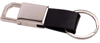 Rectangle hanging metal keychain with PU strap