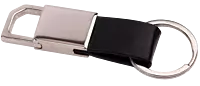 Rectangle hanging metal keychain with PU strap