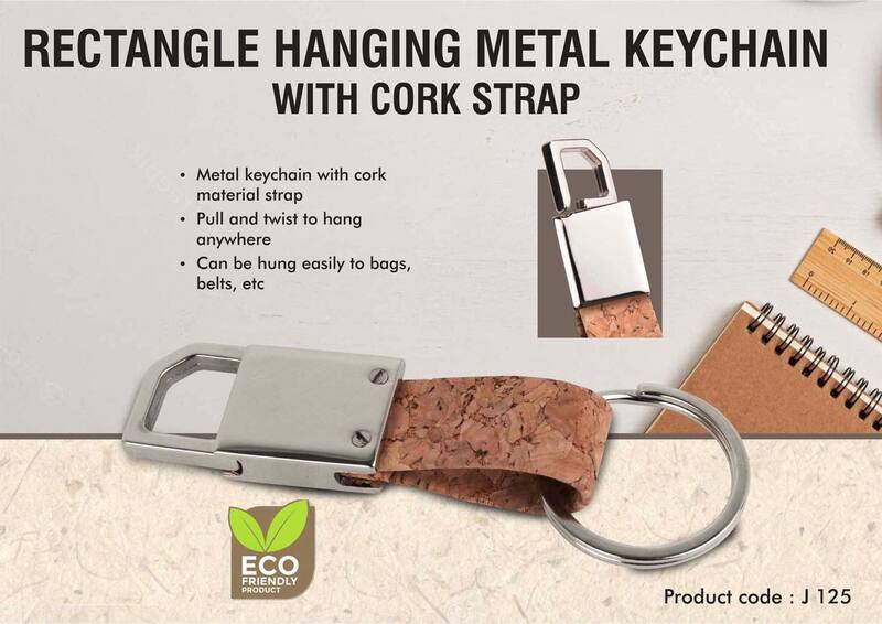 – Metal keychain with black PU strap –