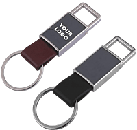 Pull out rectangle metal PU keychain