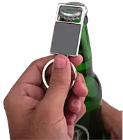 Large metal keychain with opener