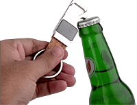 Rectangle hanging metal keychain with Bottle Opener