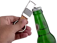 Rectangle hanging metal keychain with Bottle Opener