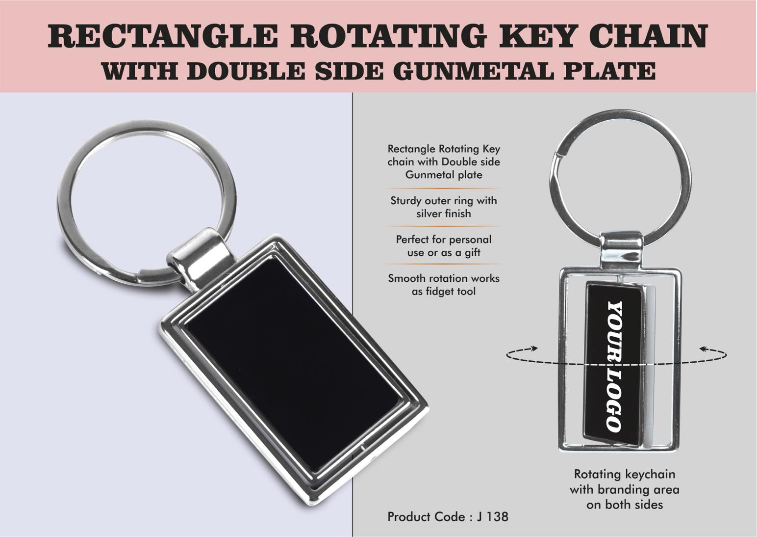 Rectangle Rotating Key chain