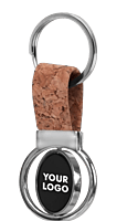 Cork Key chain with Round Rotating Double side Gunmetal plate