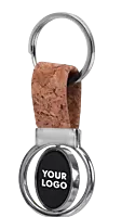 Cork Key chain with Round Rotating Double side Gunmetal plate