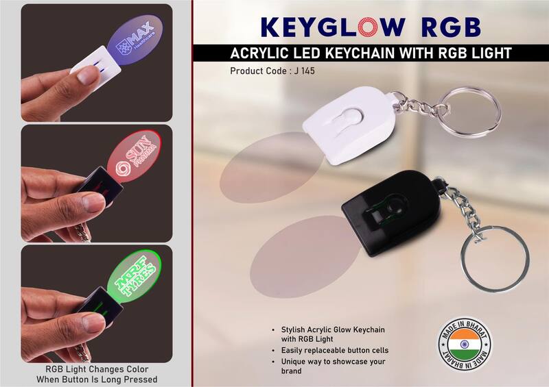 Keyglow RGB: Acrylic LED Keychain with RGB Light – Oval shape