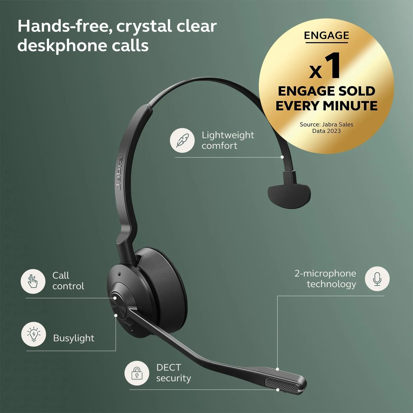 Jabra Engage 45 SE Wireless Headset - DECT, Noise-Canceling Mic