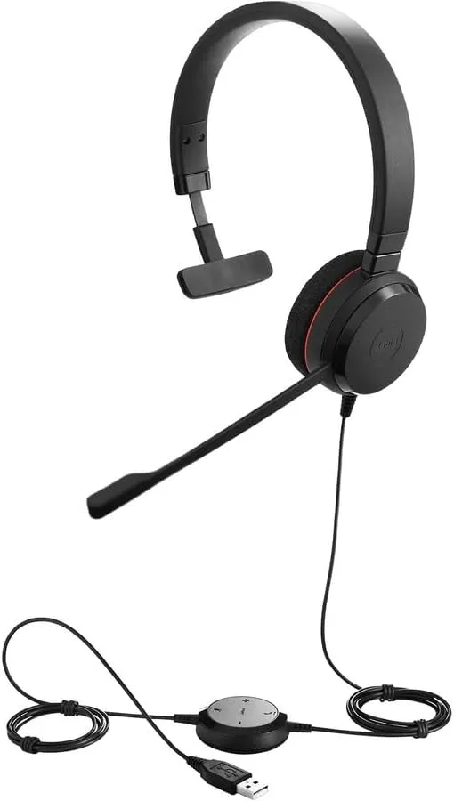 Jabra EVOLVE 20 Headset - Mono - USB Type C - Wired - 32 Ohm - 150 Hz to 7 kHz - Over-the-head - Monaural - 4993829289
