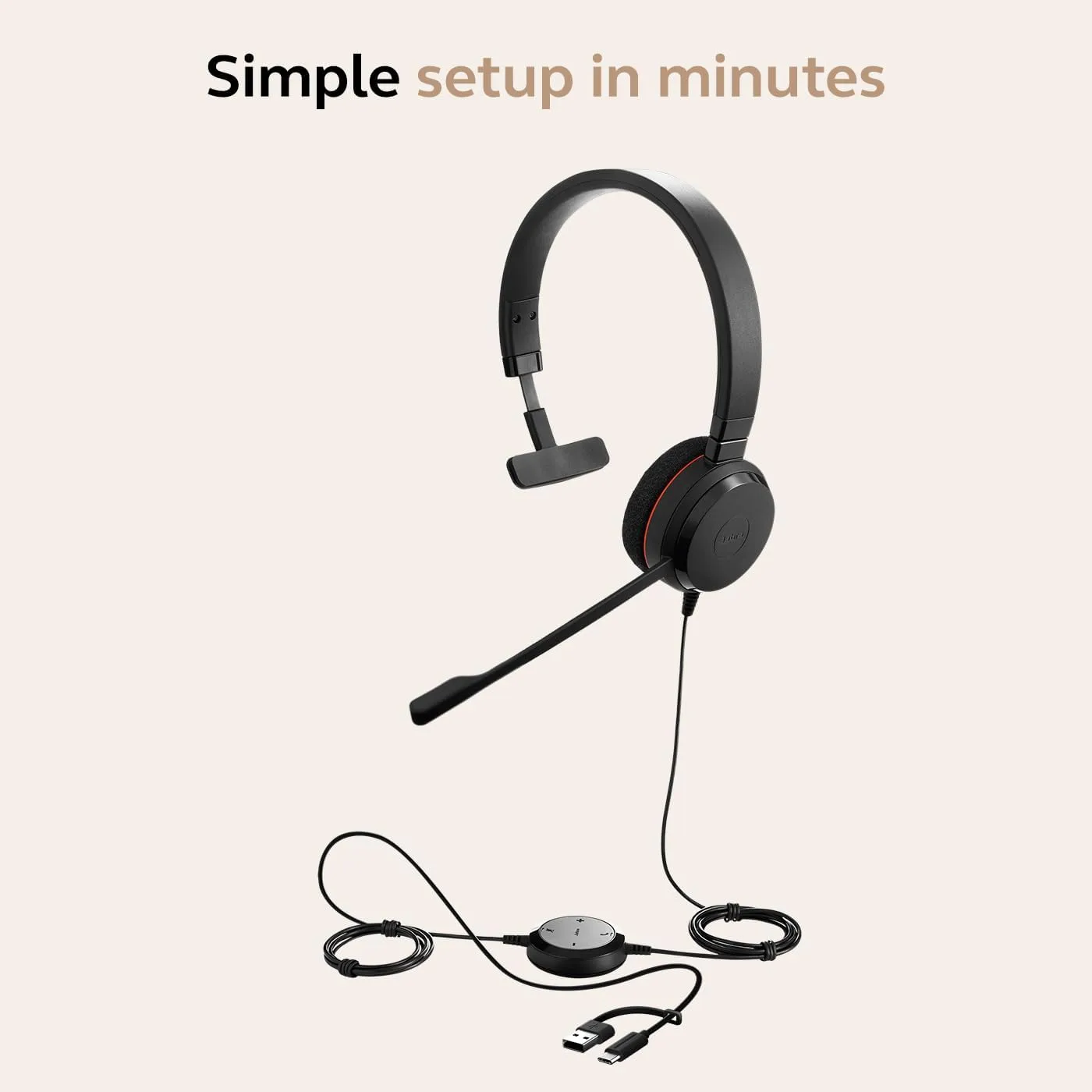 Jabra Evolve 20 Wired Headset (2025 Edition) - USB-C/A