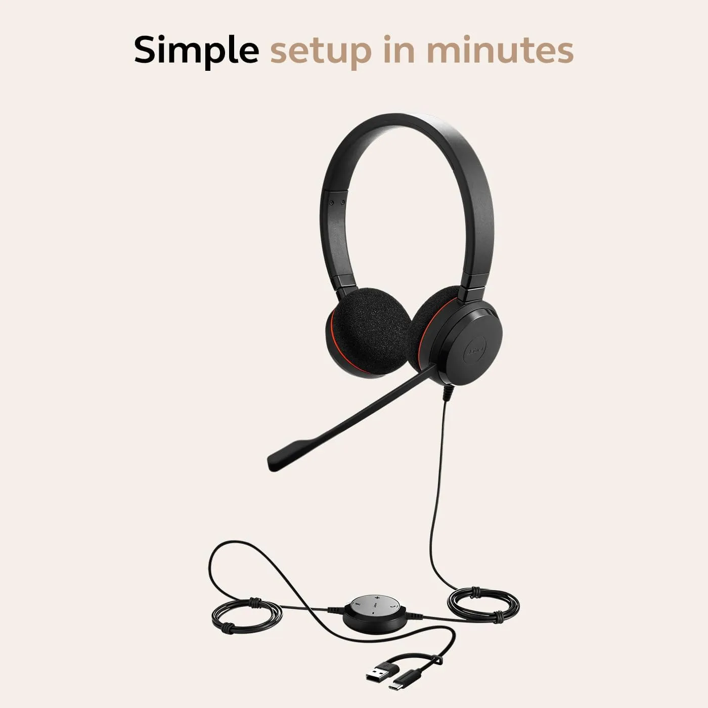Jabra Evolve 20 Wired Headset (2025 Edition) - USB-C/A