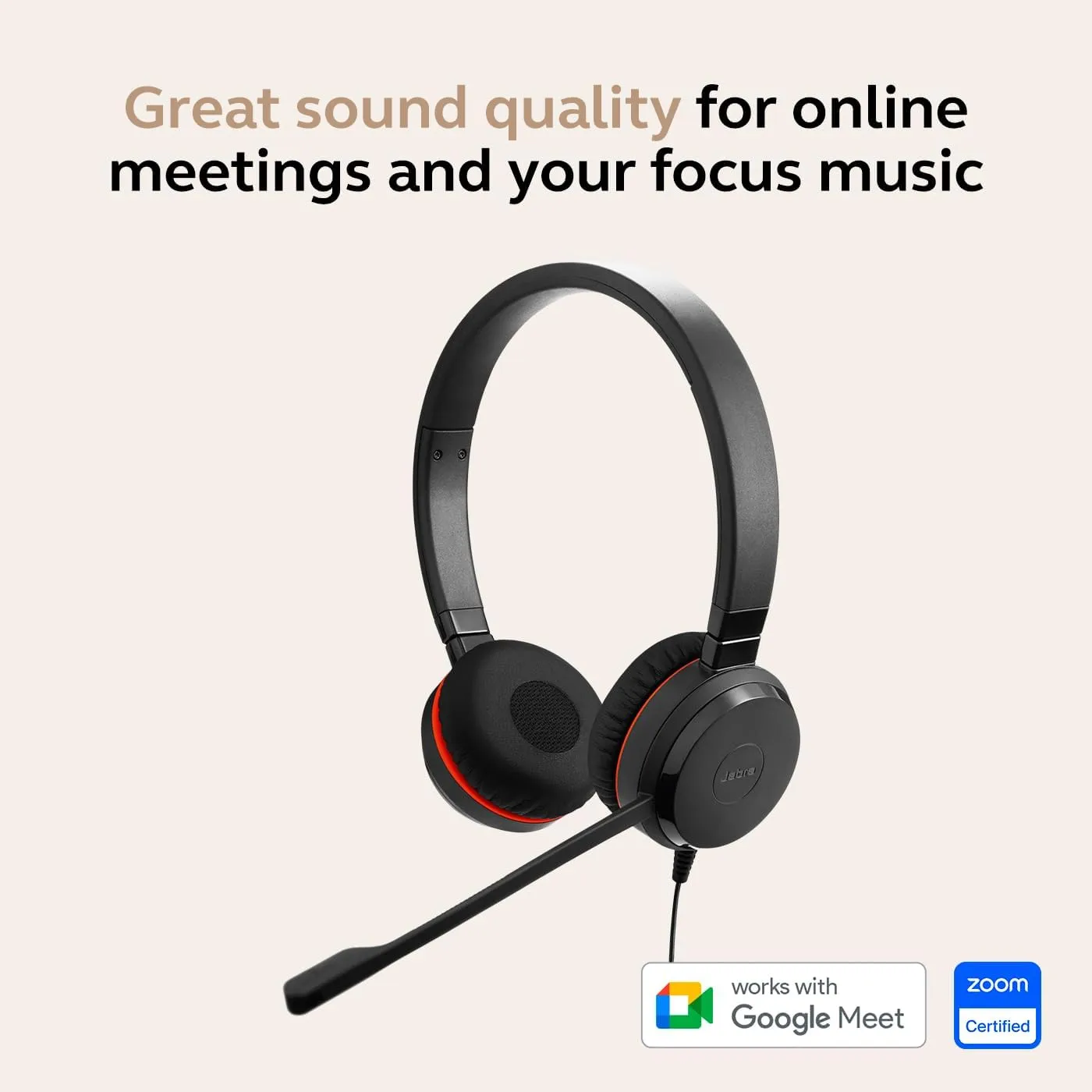 Jabra Evolve 30 II Wired Headset with Noise-Cancelling Microphone — USB-A/USB-C & 3.5mm