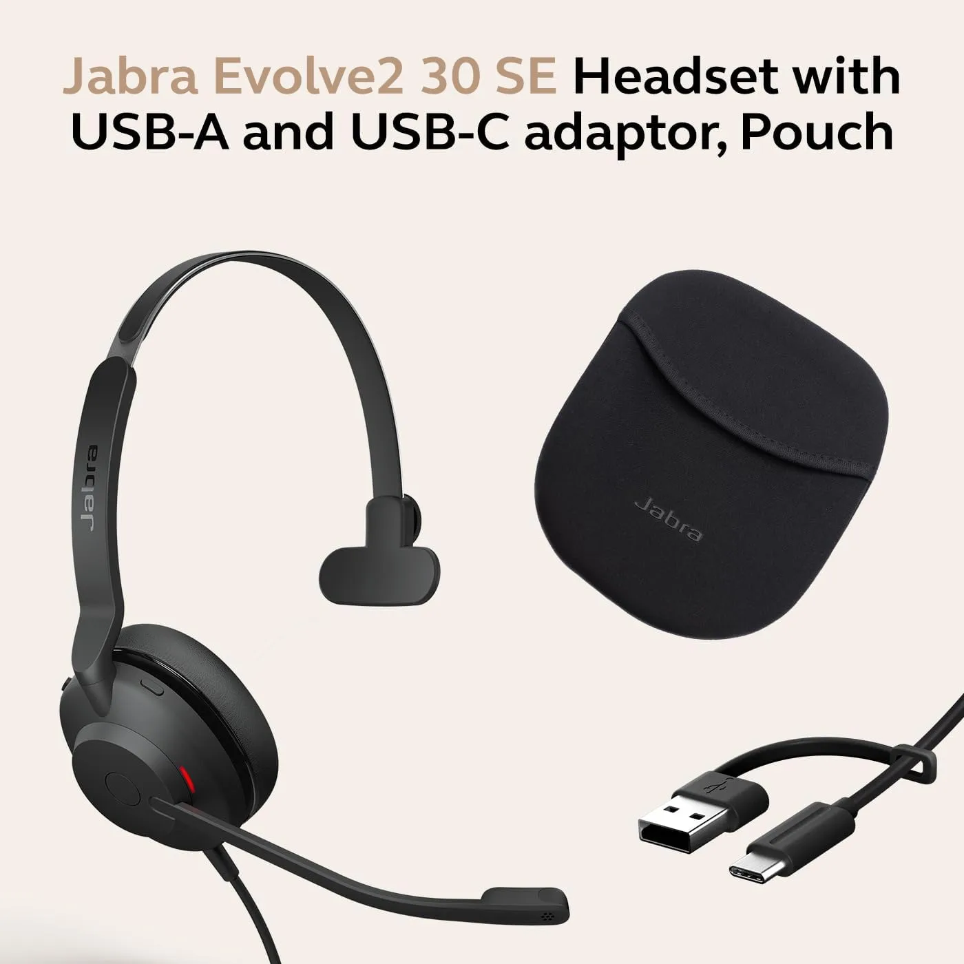 Jabra Evolve2 30 SE Wired On-Ear Headset with USB-A/USB-C