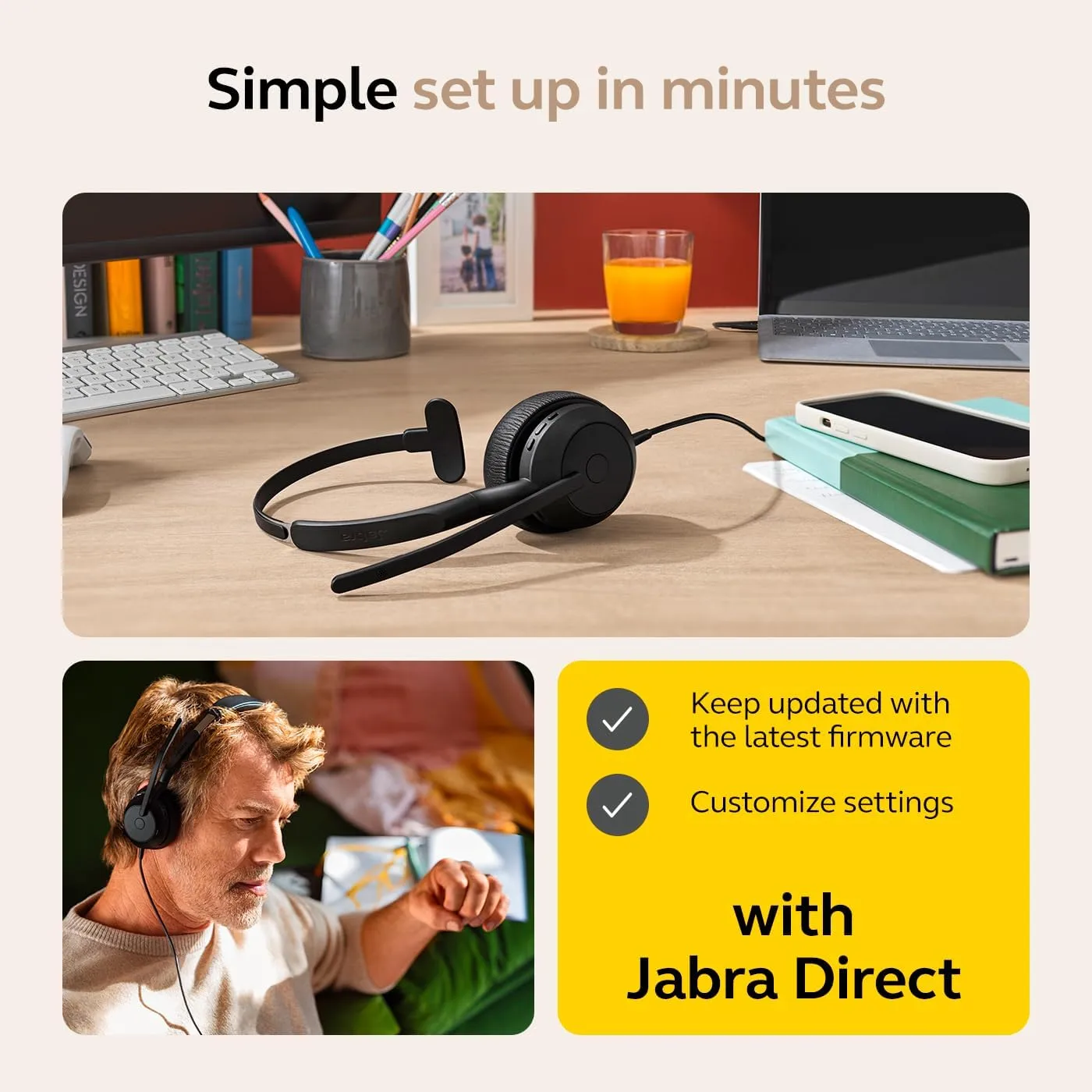 Jabra Evolve2 50 Single-Ear Headset, USB-C/A, Noise-Cancelling