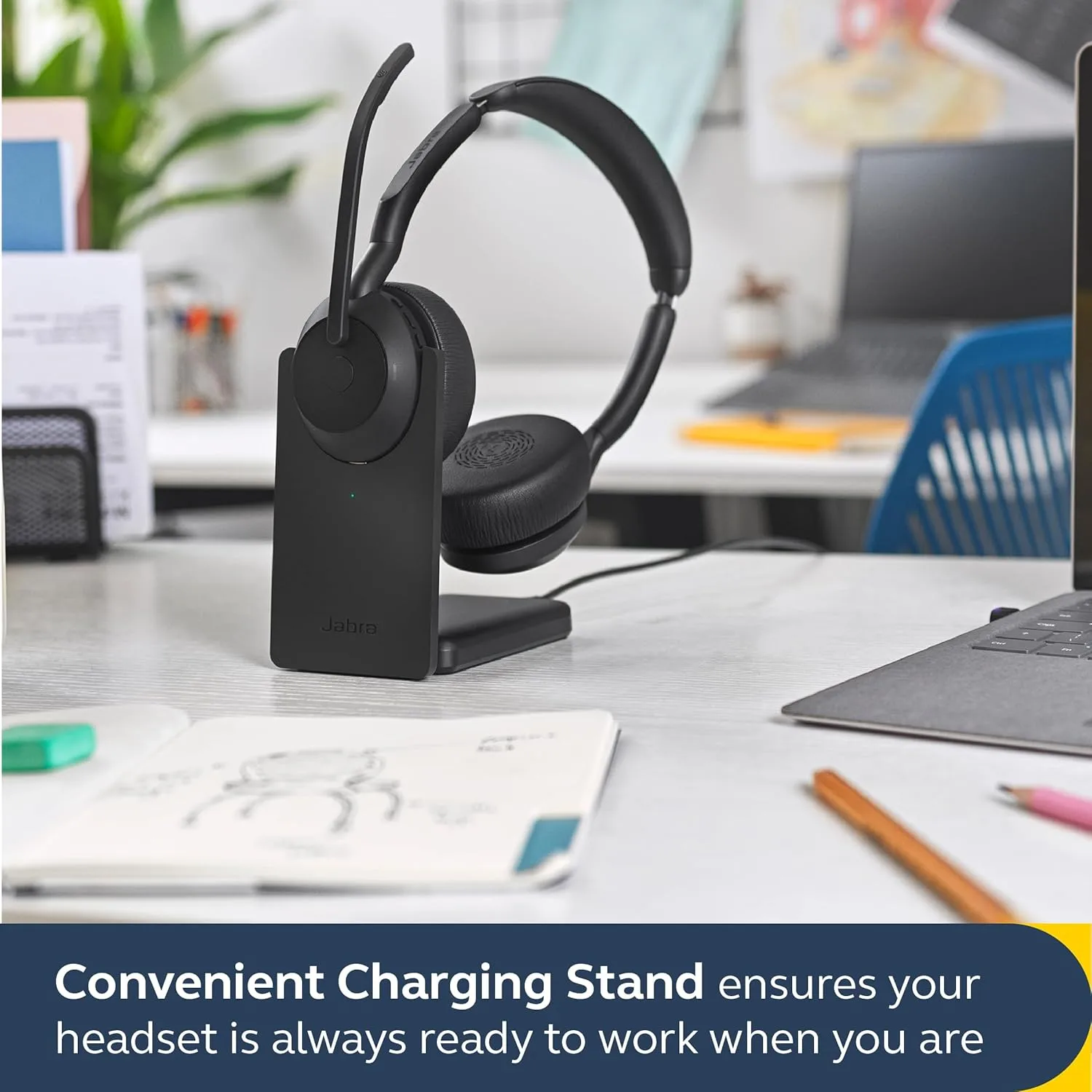Jabra Evolve2 55 Stereo Wireless Headset with Charging Stand, AirComfort Technology