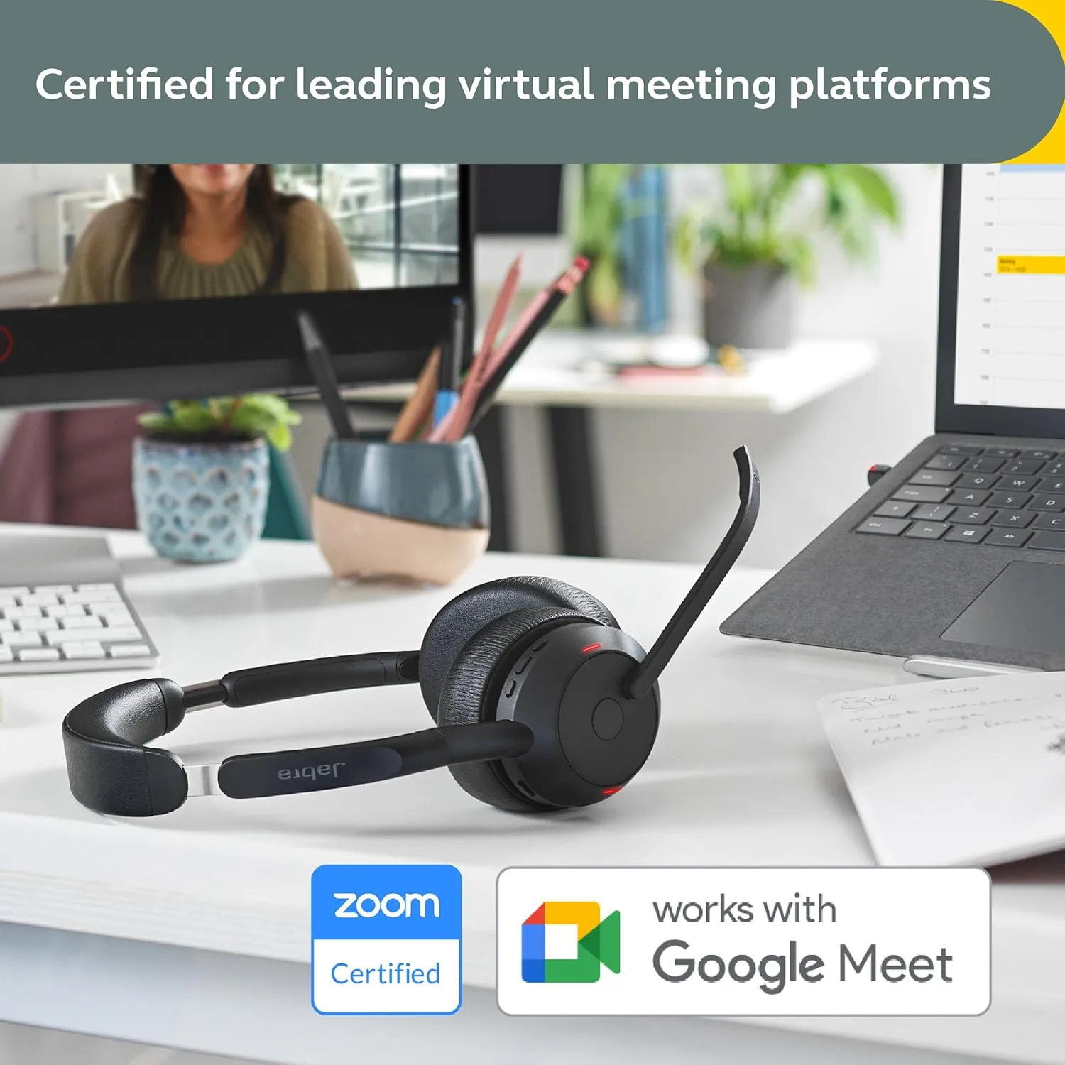 Jabra Evolve2 55 Stereo Wireless Headset - AirComfort, Noise-Cancelling Mics & Active Noise Cancellation