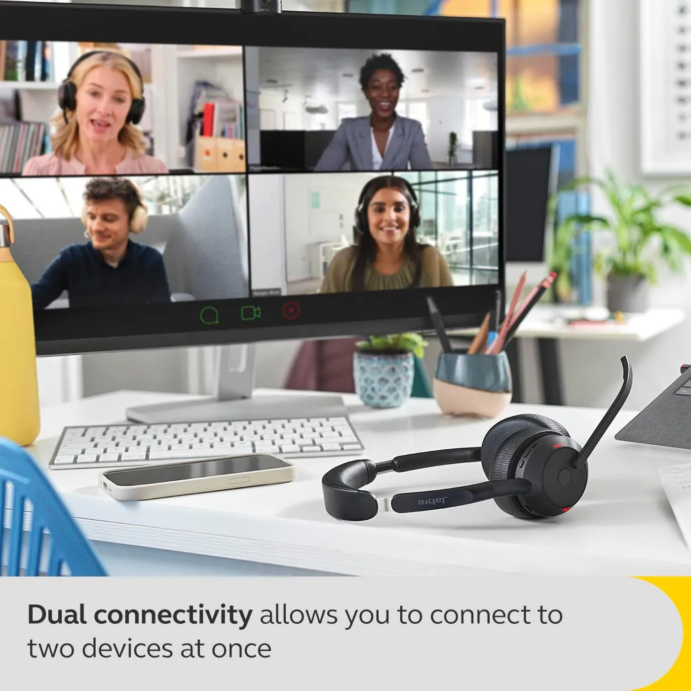 Jabra Evolve2 55 Stereo Wireless Headset - AirComfort, Noise-Cancelling Mics & Active Noise Cancellation