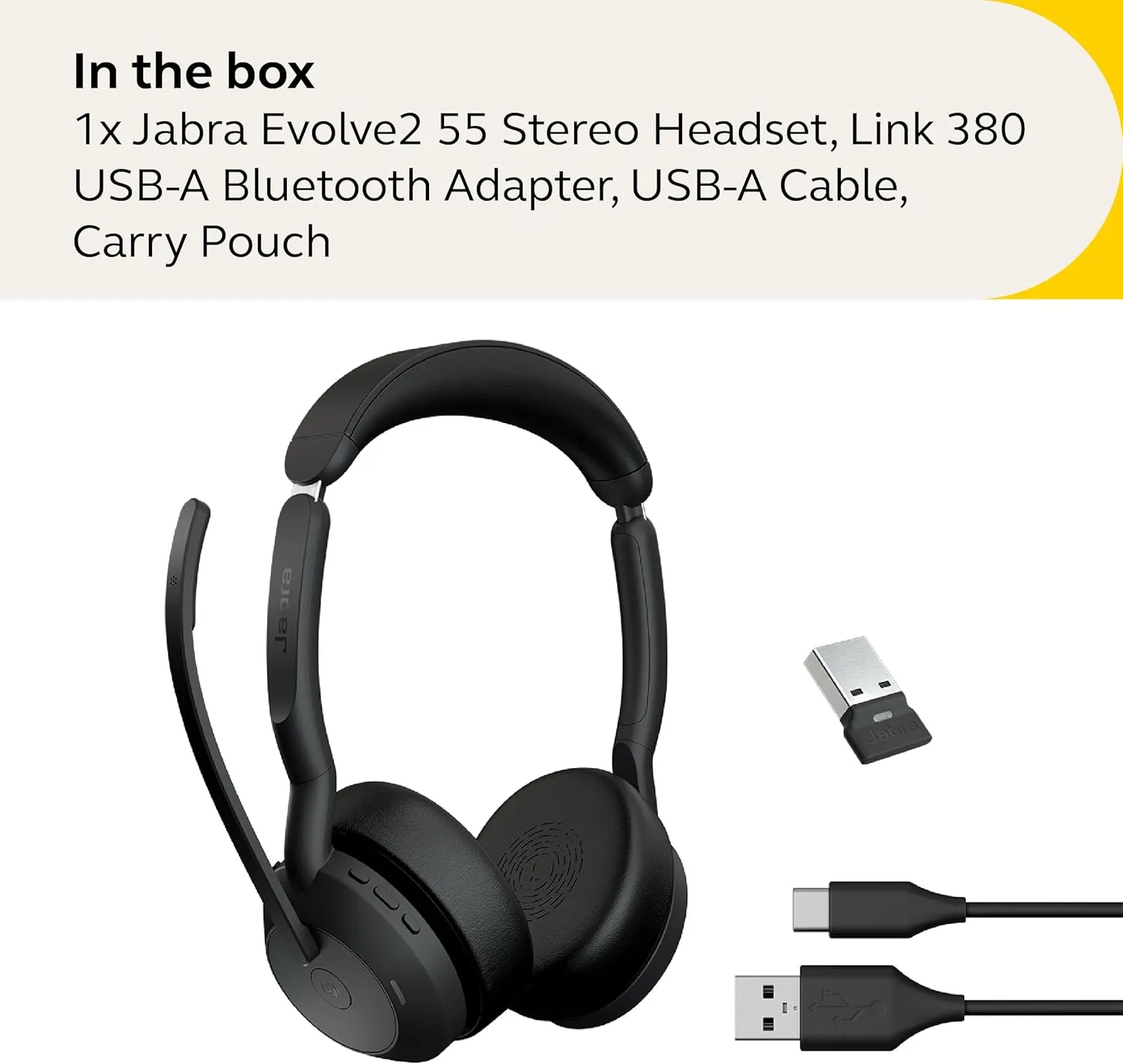 Jabra Evolve2 55 Stereo Wireless Headset - AirComfort, Noise-Cancelling Mics & Active Noise Cancellation