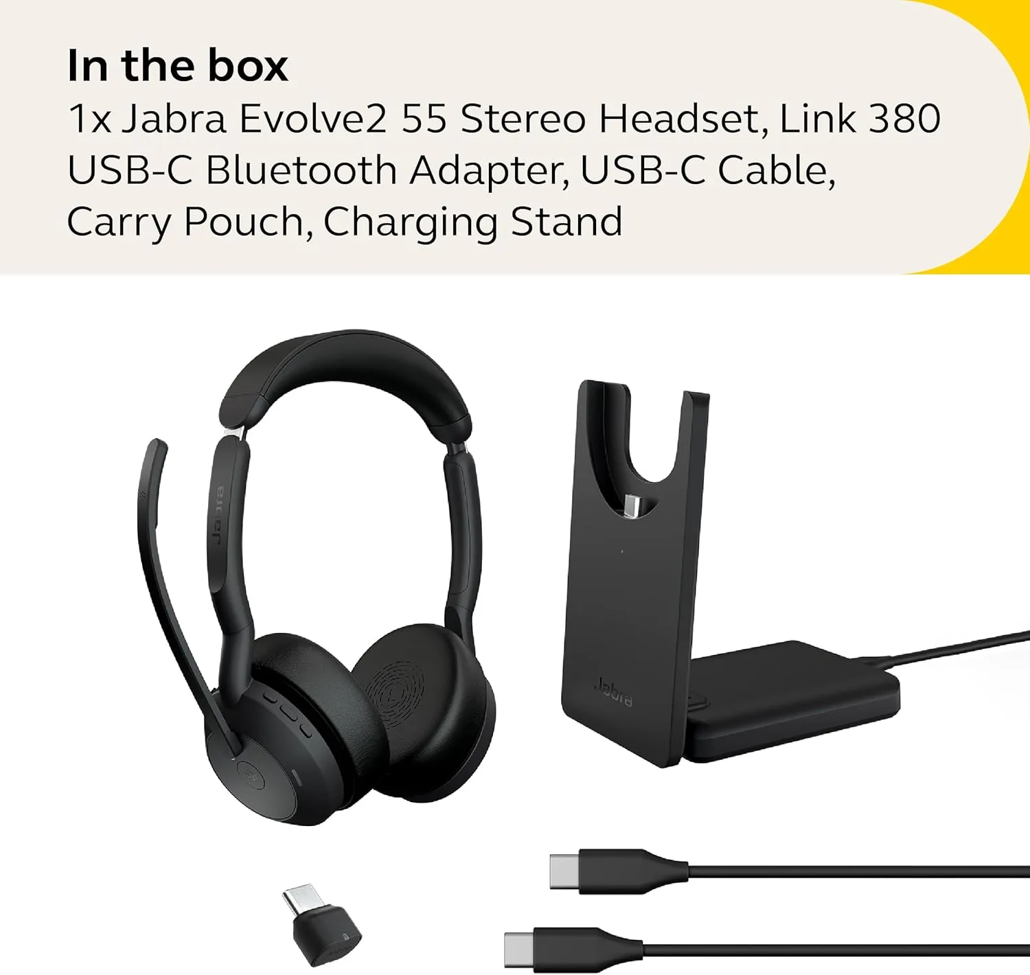 Jabra Evolve2 55 Stereo Wireless Headset with Charging Stand, AirComfort Technology